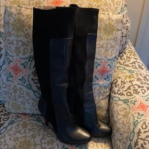 Louboutin  tall black suede/leather boots.
